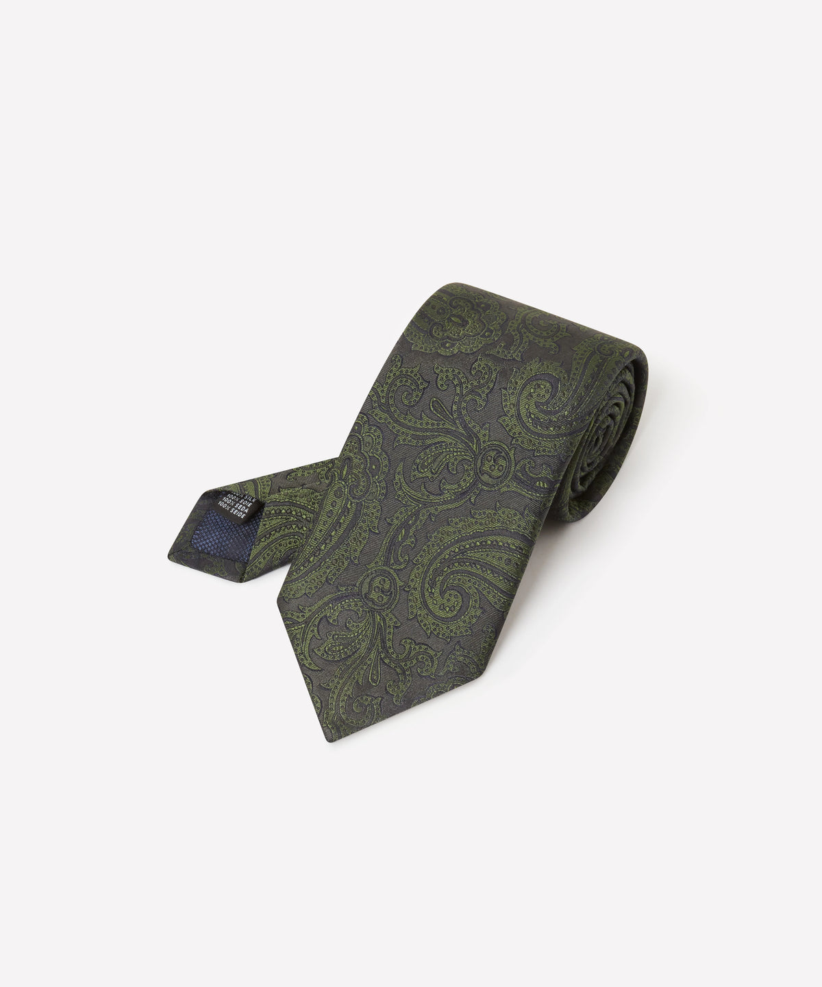 Green & Navy Contrast Paisley Silk Tie