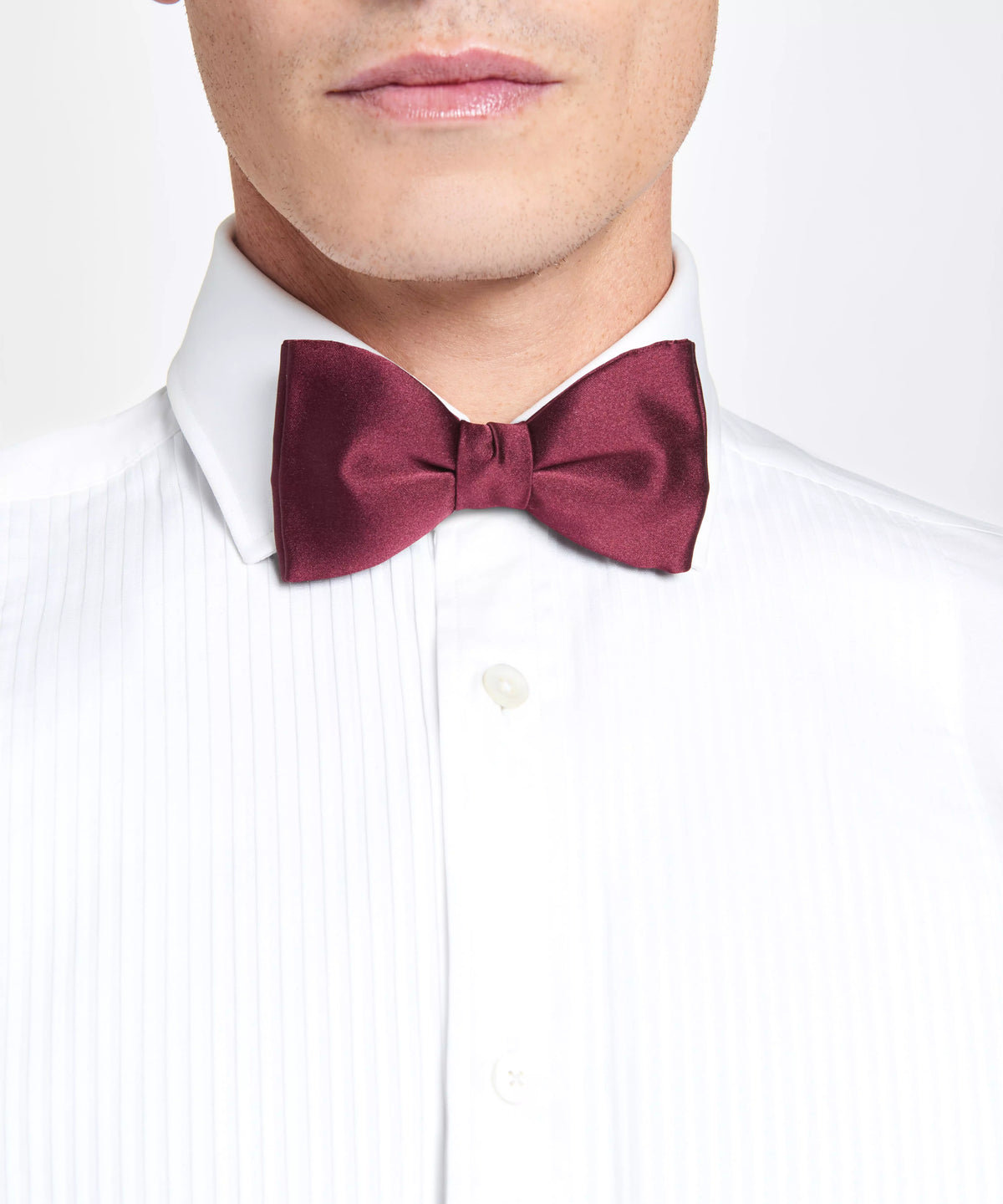 Burgundy Red Silk Satin Bow Tie