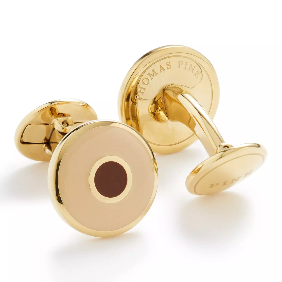 Brown & Neutral Enamel Bullseye Cufflinks