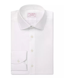 White Slim Fit Twill Herringbone Formal Shirt