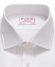 White Slim Fit Double Cuff Twill Herringbone Formal Shirt