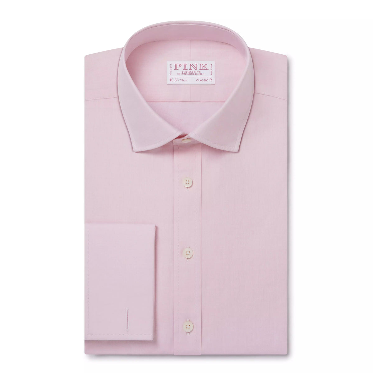 Pale Pink Classic Fit Double Cuff Ramses Poplin Formal Shirt