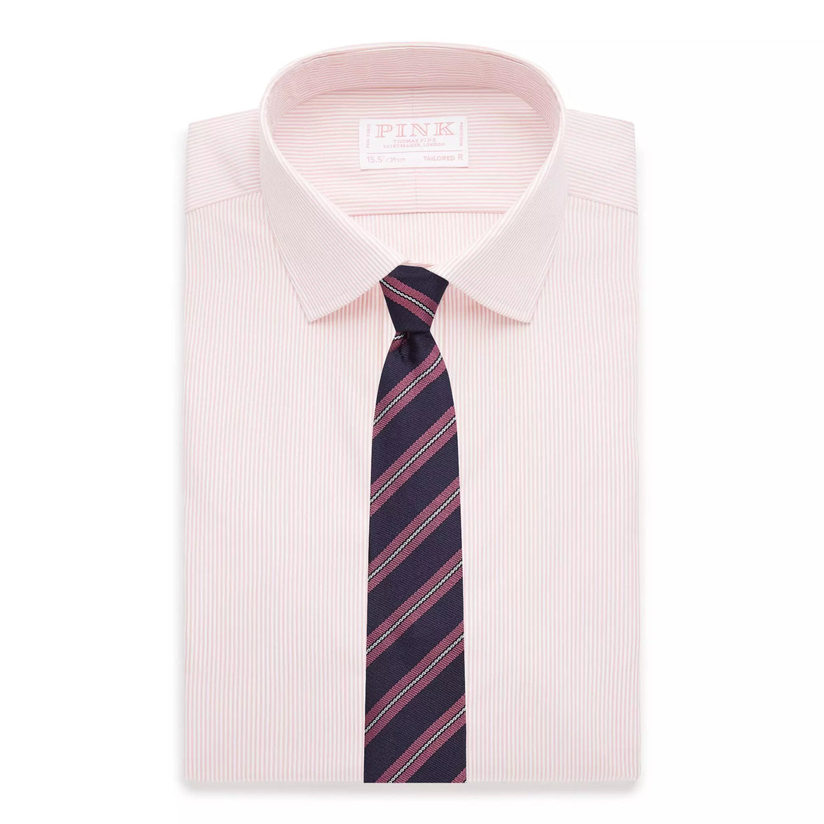 Pale Pink & White Tailored Fit Supraluxe Fine Bengal Formal Shirt