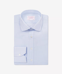 Pale Blue & White Slim Fit Small POW Check Formal Shirt