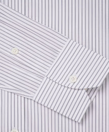 Pale Grey & White Tailored Fit Tram Stripe Formal Shirt