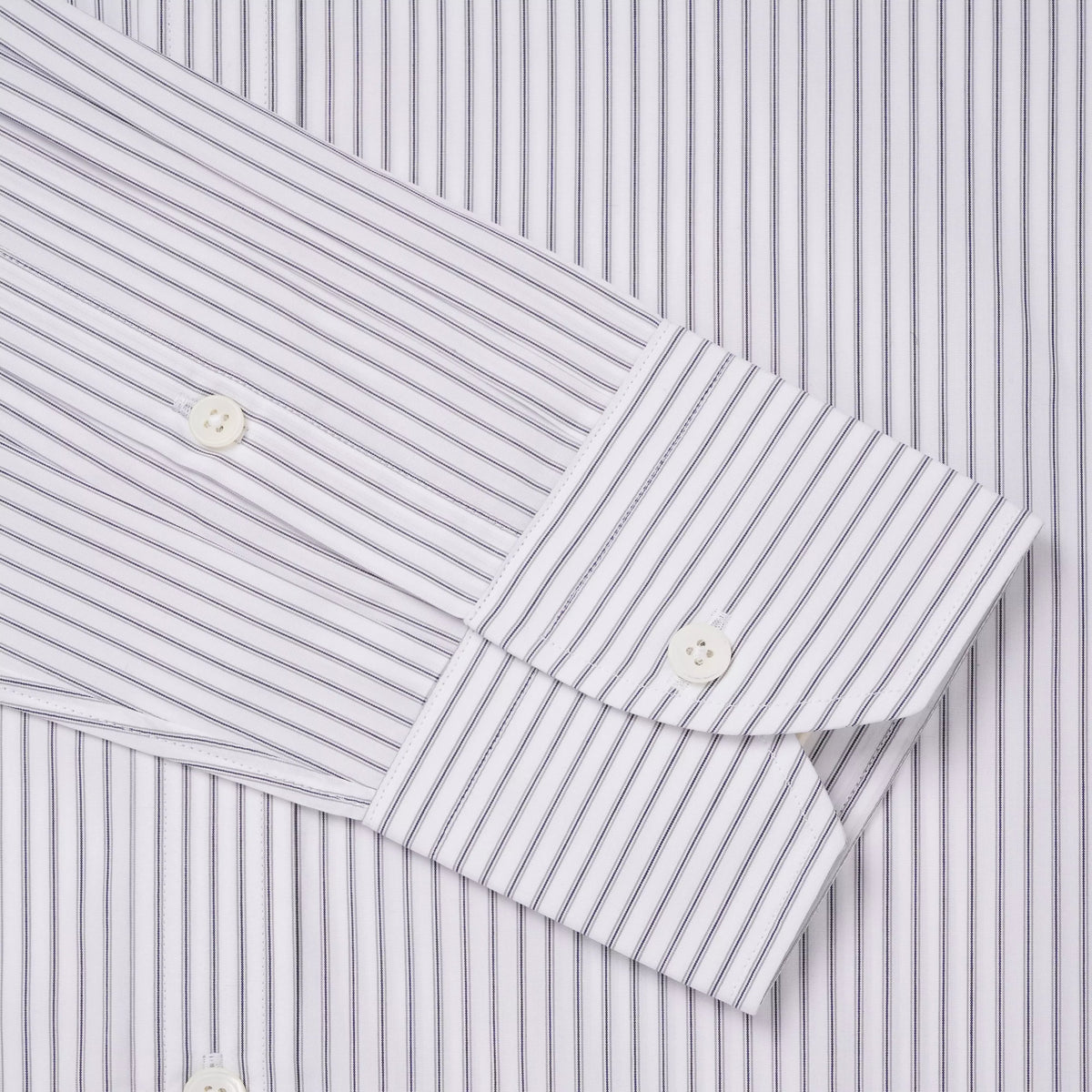 Pale Grey & White Tailored Fit Tram Stripe Formal Shirt