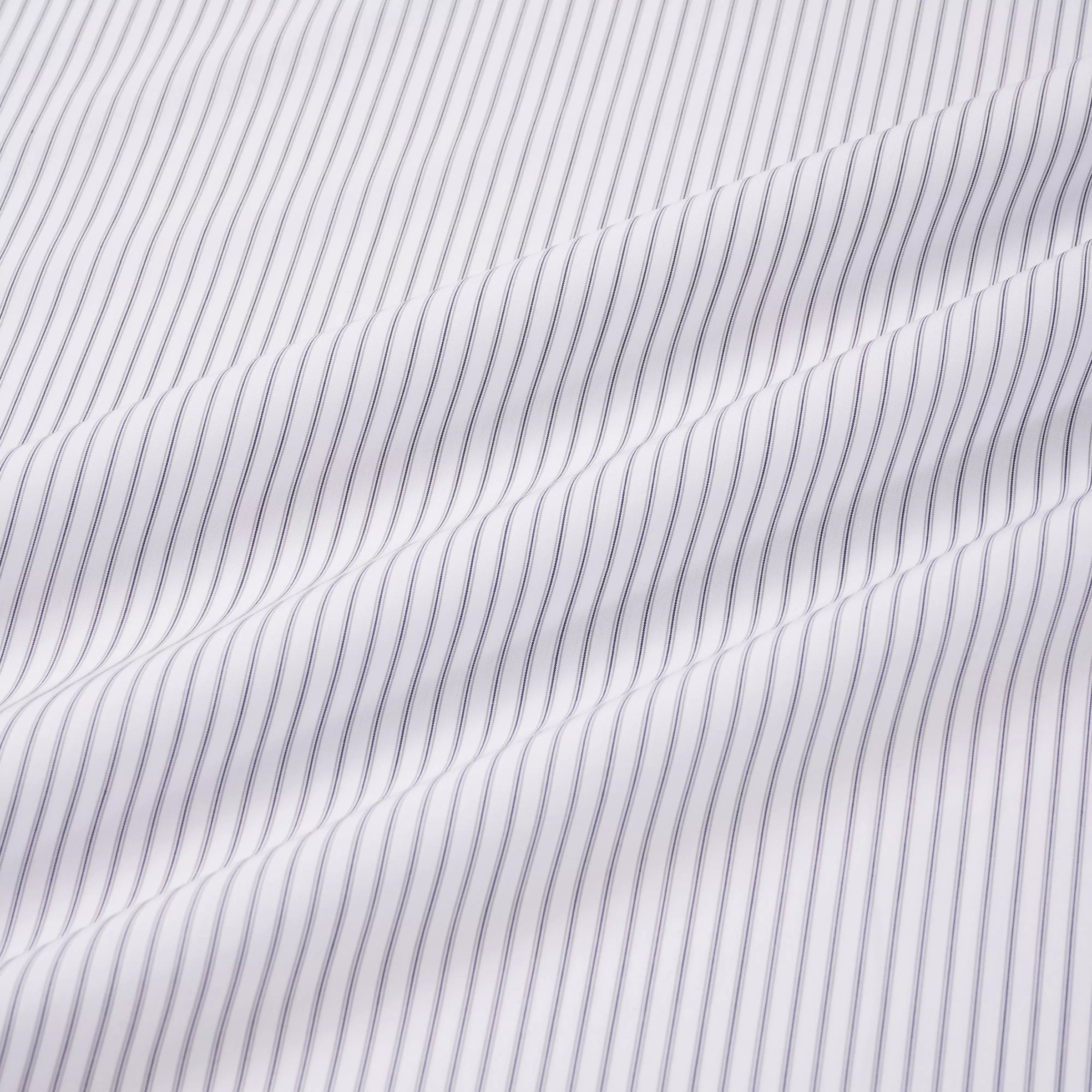 Pale Grey & White Tailored Fit Tram Stripe Formal Shirt