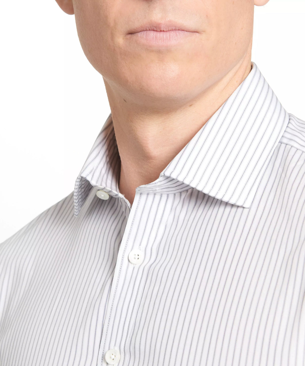 Pale Grey & White Slim Fit Tram Stripe Formal Shirt