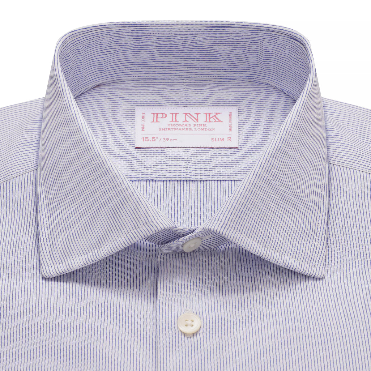Deep Blue & White Slim Fit Double Cuff Pin Stripe Formal Shirt