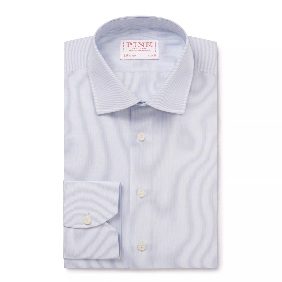 Pale Blue & White Slim Fit Pin Stripe Formal Shirt