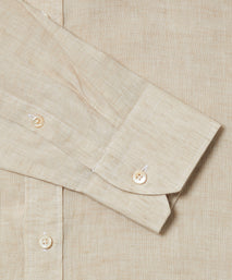 Stone Tailored Fit Essential Linen Button Down Smart Casual Shirt